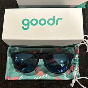 Goodr Sunglasses with Black Frames and Blue Lenses. Brand New